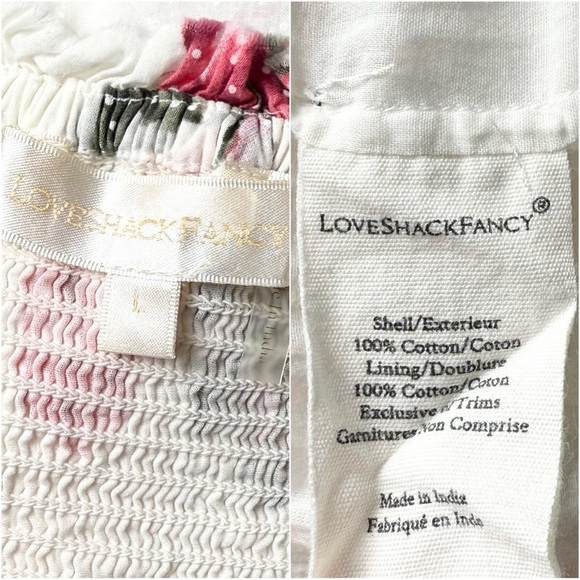 LOVESHACKFANCY Floral Swiss Dot Print Smocked High Waist Tiered Ruffle Skirt L - Picture 12 of 15